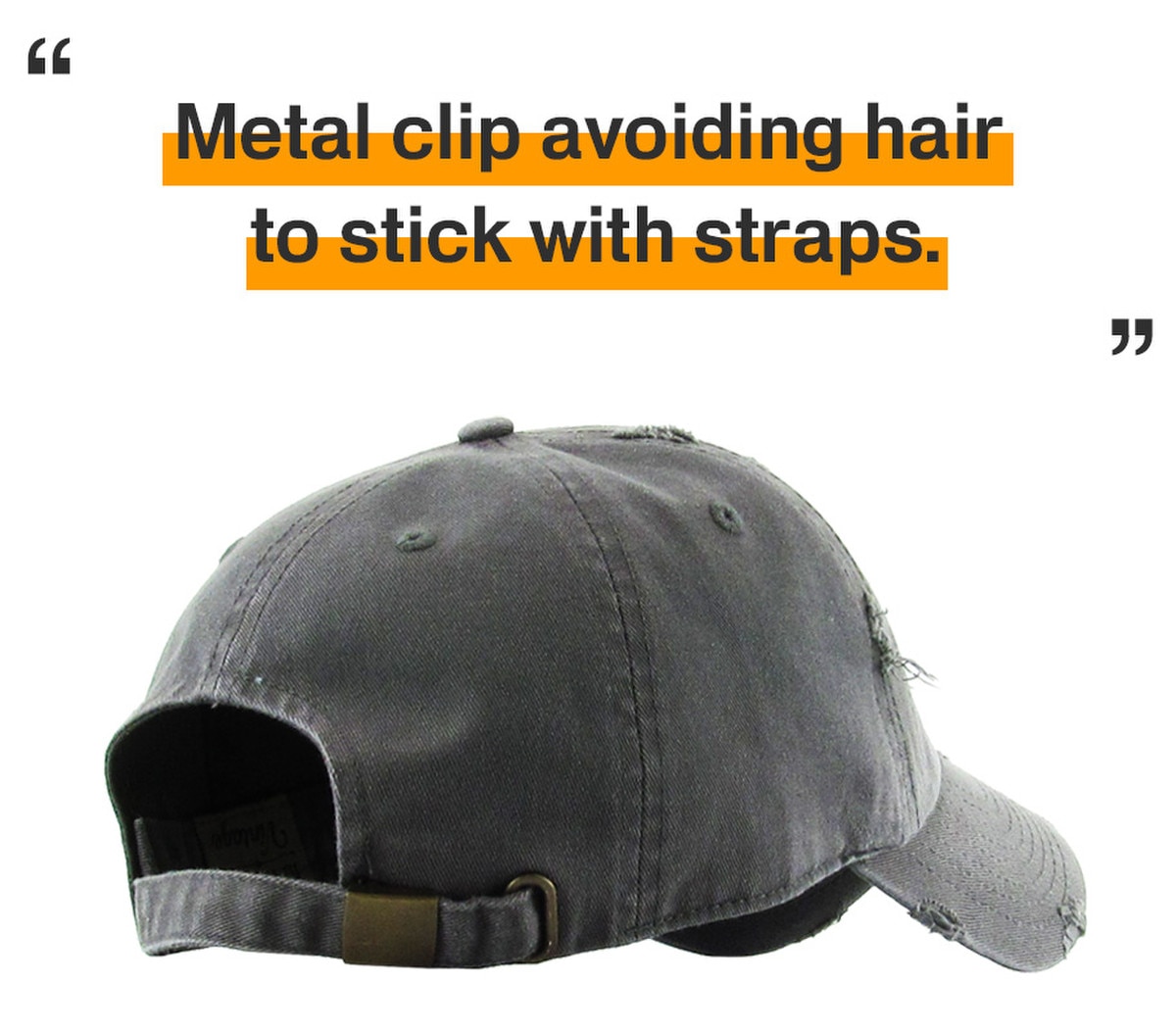 Dark Gray Distressed Vintage Baseball Cap Back Side View